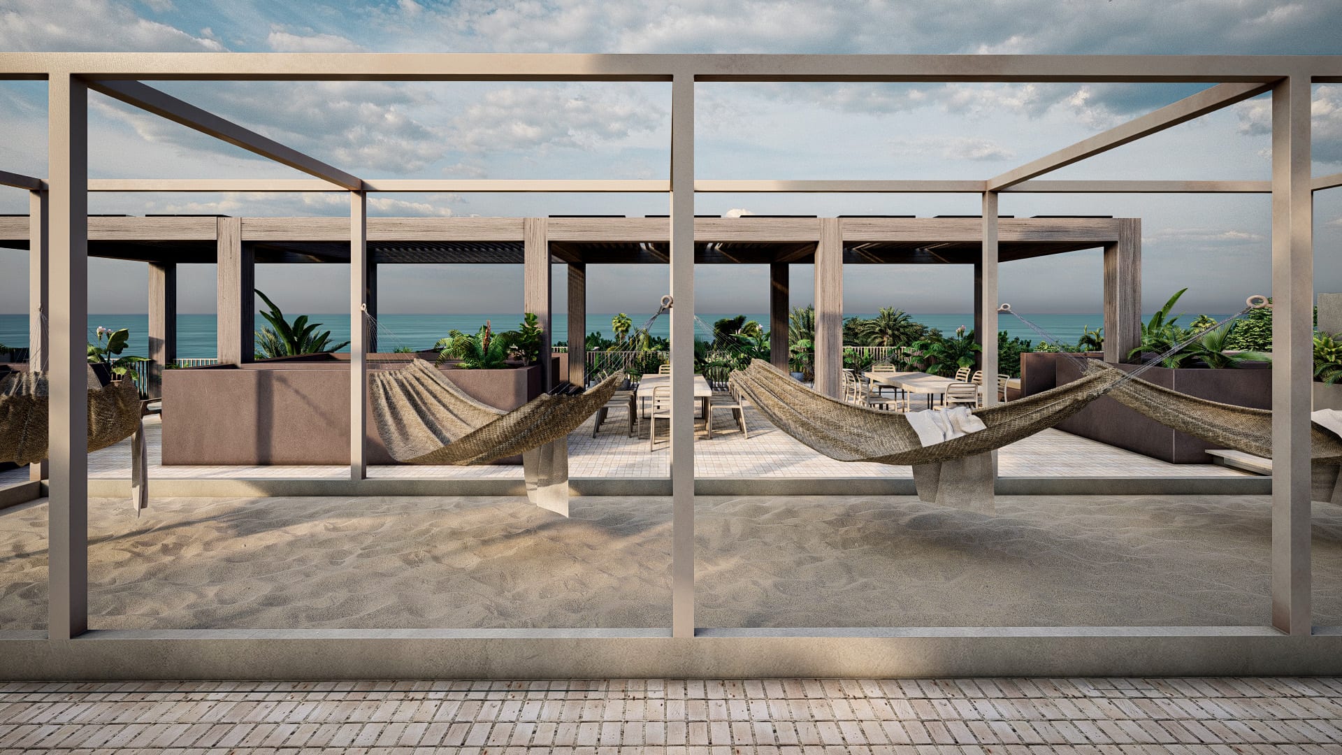 Canchas de petanca en el rooftop de Ceiba